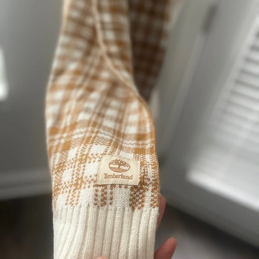 Timberland Brown and Cream Plaid Scarf